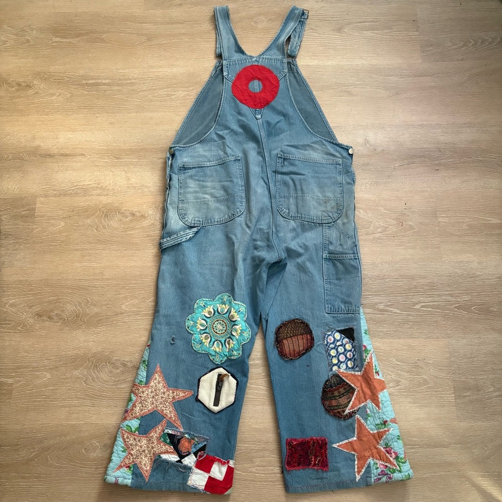 Phish Upcycled Patchwork Hippie Overalls - Picture 3 of 15